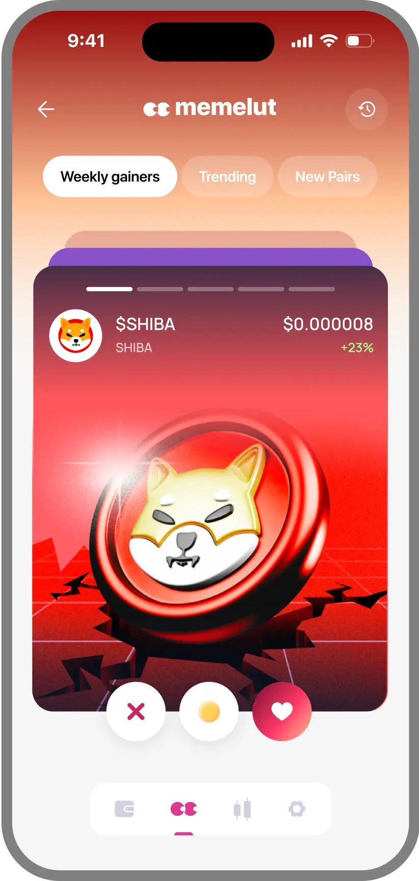 Memelut Wallet screen