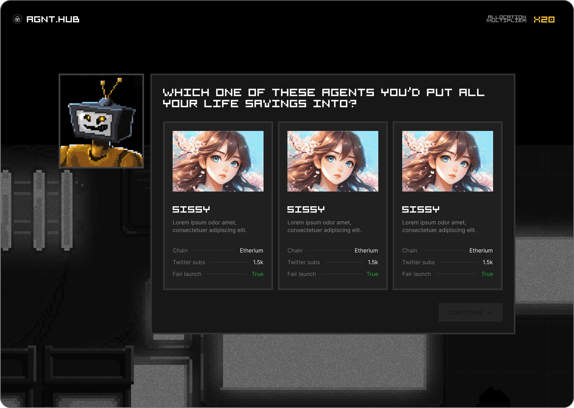 Agent hub screen