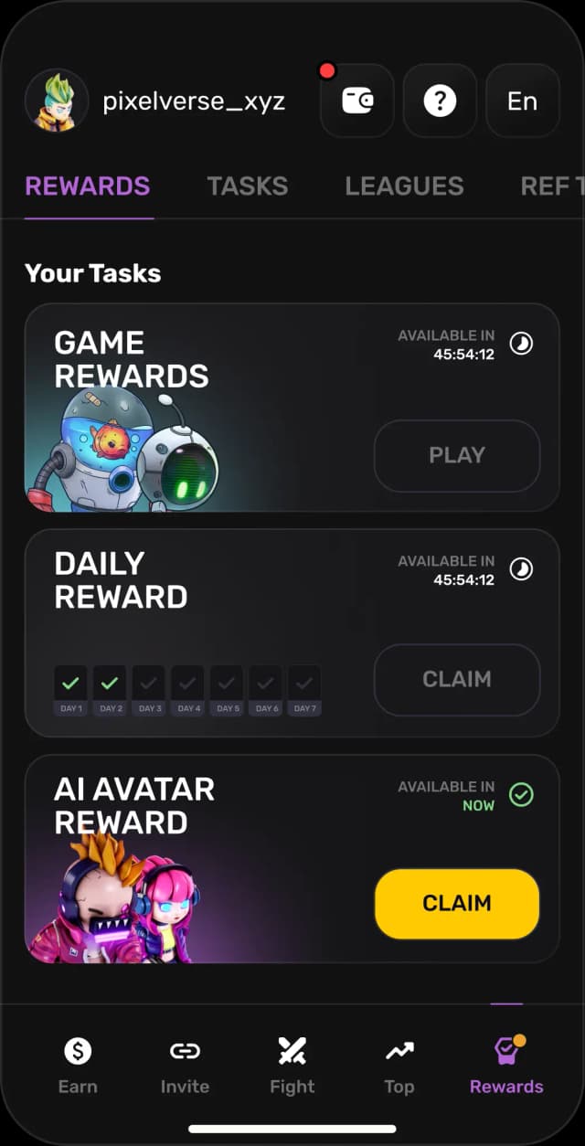 Mobile screen with rewards