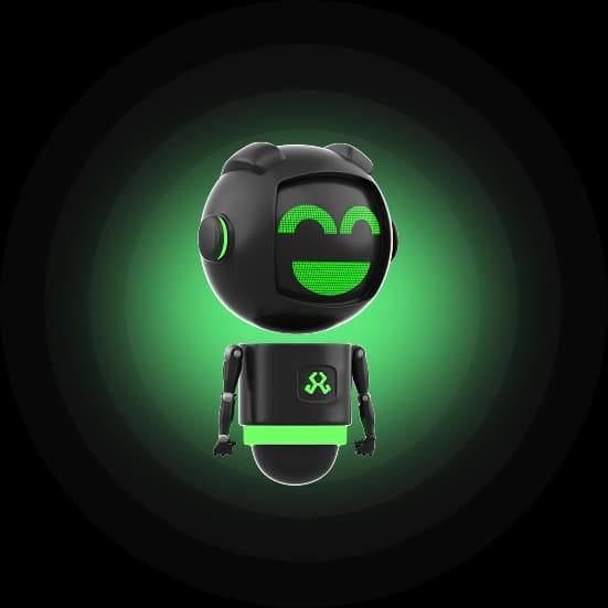 robot with a smile on the yellow background